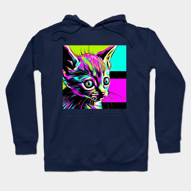 Neon Pop Art Horror Kitten Hoodie by Star Scrunch